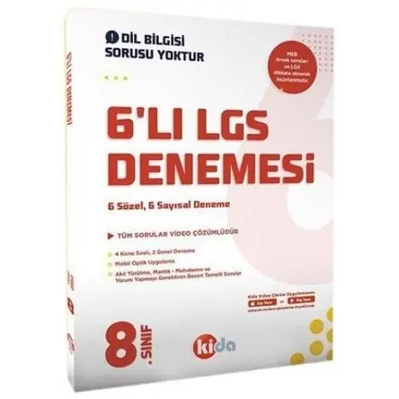 Kida 8. Sınıf LGS Tüm Dersler 6 lı Paket Deneme