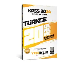 Yediiklim Yayınları 2024 KPSS Türkçe Tamamı Çözümlü 20 Deneme