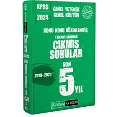 Pegem 2024 KPSS Lisans Konu Konu Düzenlenmiş Tamamı Çözümlü Çıkmış Sorular Son 5 Sınav