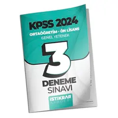 İstikrar Akademi KPSS 2024 Ortaöğretim-Ön Lisans Genel Yetenek (Matematik - Türkçe) 3 Deneme Sınavı