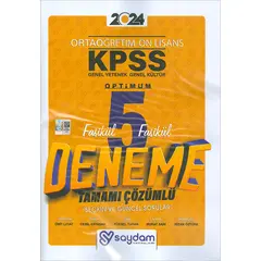 2024 KPSS Ortaöğretim Önlisans 5li Çözümlü Deneme Seti Saydam Yayınları