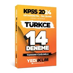 Yediiklim 2024 KPSS Ortaöğretim - Ön Lisans Türkçe 14 Deneme Tamamı Çözümlü