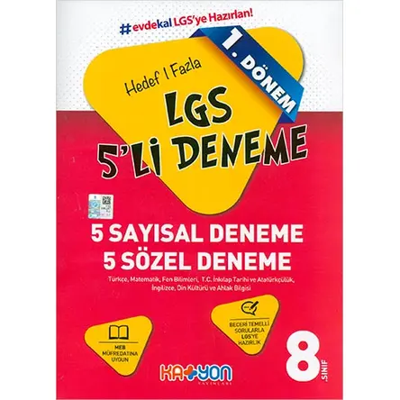 LGS 1.Dönem Hedef Bir Fazla 5li Deneme Katyon Yayınları