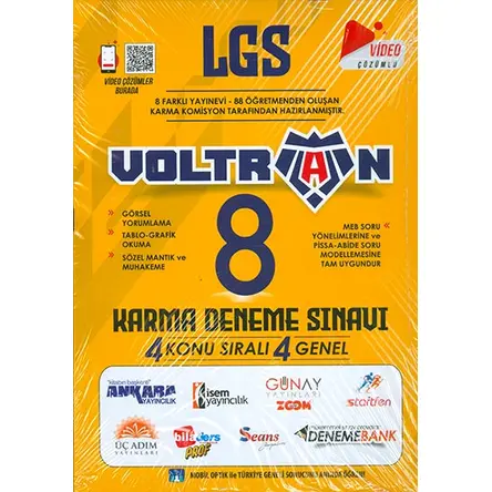 LGS Voltran 8 Karma Deneme Sınavı Üç Adım Yayınları