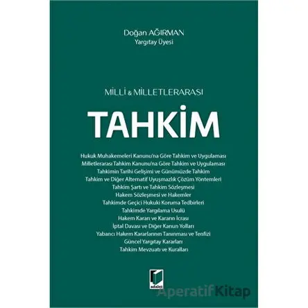 Milli ve Milletlerarası Tahkim - Doğan Ağırman - Adalet Yayınevi