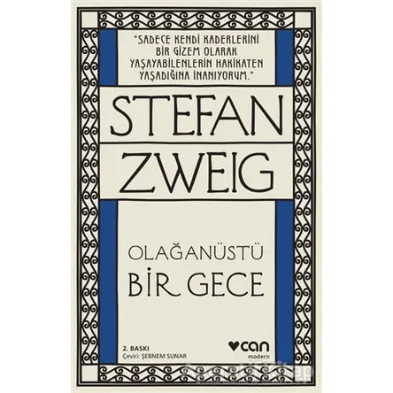 Olağanüstü Bir Gece - Stefan Zweig - Can Yayınları