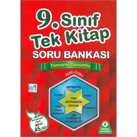 Örnek 9.Sınıf Tek Kitap Çözümlü Soru Bankası (Kampanyalı)