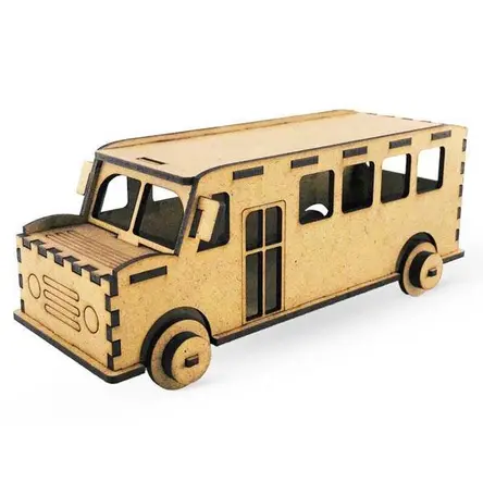 Otobüs 3D Ahşap Boyama Maketi