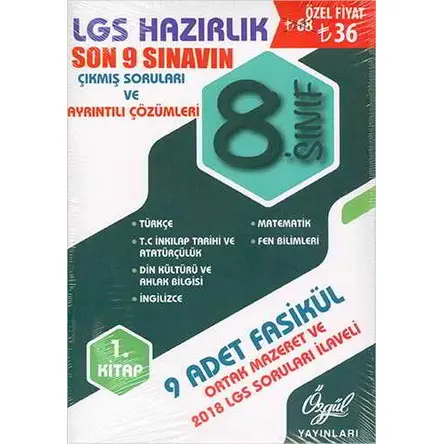 Özgül 8.Sınıf LGS Son 9 Sınavın Çıkmış Soruları ve Ayrıntılı Çözümleri 1.Kitap