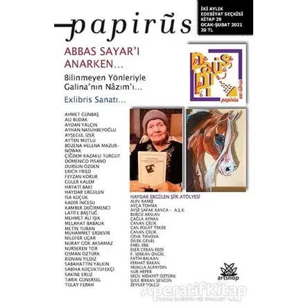 Papirüs İki Aylık Edebiyat Seçkisi 29 Ocak-Şubat 2021 - Artshop Yayıncılık
