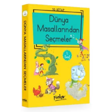 1. Sınıf Dünya Masallarından Seçmeler (Düz Yazı) 10 Kitaplık Set - Kolektif - Pinokyo Yayınları