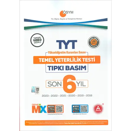 Son 6 Yıl TYT Tıpkı Basım Deneme Seti (23-22-21-20-19-18 Yılları) A Yayınları