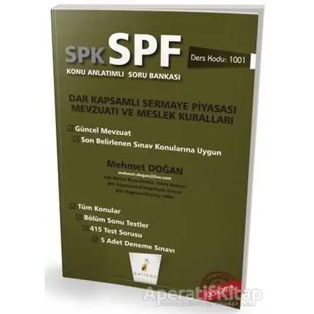 SPK SPF Dar Kapsamlı Sermaye Piyasası Mevzuatı ve Meslek Kuralları Konu Anlatımlı Soru Bankası 1001