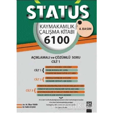 Status Kaymakamlık Çalışma Kitabı 7000 Açıklamalı ve Çözümlü Soru (3 Cilt Takım)