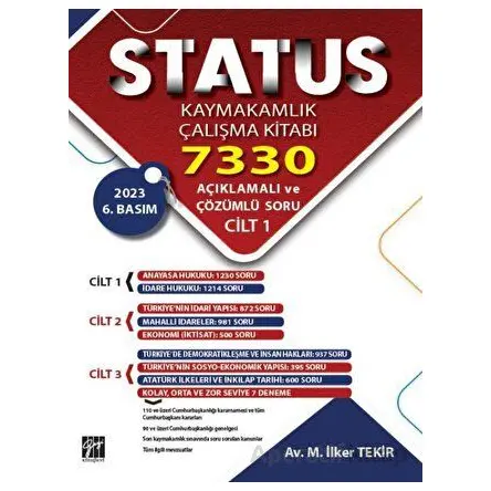 STATUS Kaymakamlık Çalışma Kitabı 7330 Açıklamalı ve Çözümlü Soru (3 Cilt)