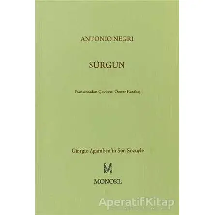 Sürgün - Antonio Negri - MonoKL