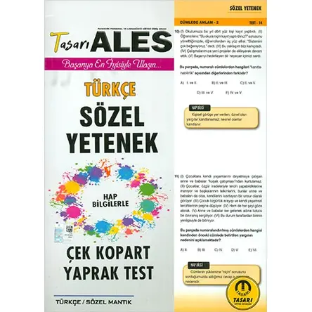 Tasarı 2020 ALES Türkçe Yaprak Test