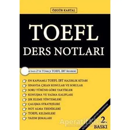 TOEFL Ders Notları - Özgür Kartal - Sokak Kitapları Yayınları