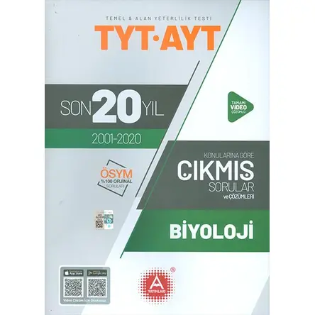 TYT AYT Biyoloji Son 20 Yıl Konu Konu Çözümlü Çıkmış Sorular A Yayınları