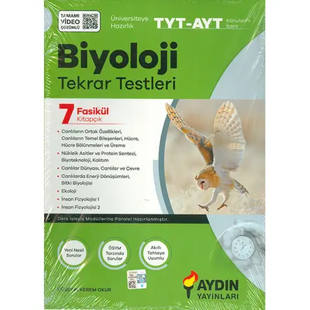 TYT-AYT Biyoloji Tekrar Testleri Aydın Yayınları