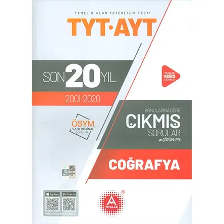 TYT AYT Coğrafya Son 20 Yıl Konu Konu Çözümlü Çıkmış Sorular A Yayınları