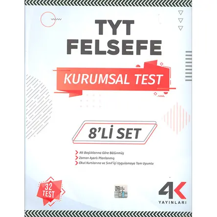 TYT Felsefe Kurumsal Test 8li Set 4K Yayınları