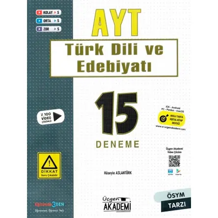 Üçgen Akademi AYT 15 Deneme Türk Dili ve Edebiyatı Deneme Sınavı