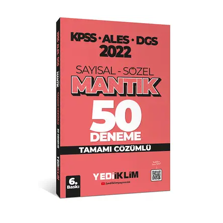 Yediiklim 2022 KPSS-ALES-DGS Sayısal Sözel Mantık Tamamı Çözümlü 50 Deneme