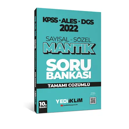 Yediiklim 2022 KPSS-ALES-DGS Sayısal Sözel Mantık Tamamı Çözümlü Soru Bankası