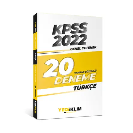 Yediiklim 2022 KPSS Genel Yetenek Türkçe Tamamı Çözümlü 20 Deneme Sınavı