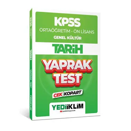 Yediiklim 2024 KPSS Lise Ortaöğretim Ön Lisans Tarih Çek Kopart Yaprak Test