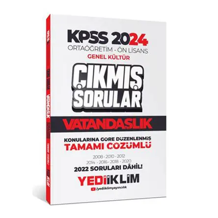 Yediiklim 2024 KPSS Ortaöğretim - Ön Lisans Vatandaşlık Tamamı Çözümlü Çıkmış Sorular