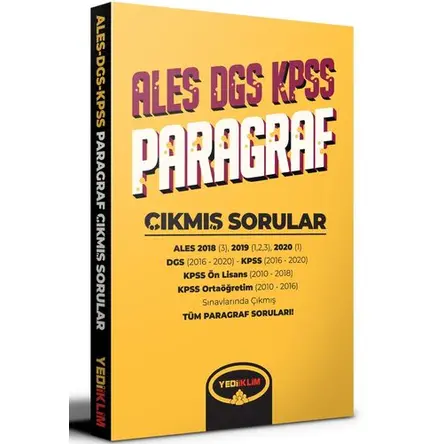 Yediiklim Ales Dgs Kpss Paragraf Çıkmış Sorular