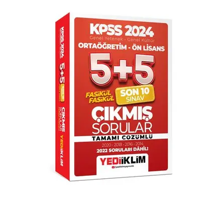 Yediiklim KPSS 2024 Ortaöğretim - Ön Lisans Fasikül Fasikül Son 10 Sınav Çıkmış Sorular Çözüml