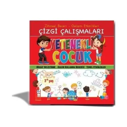 Zihinsel Beceri Gelişim Etkinlikleri Çizgi Çalışmaları Yetenekli Çocuk 3 - Safkan Kids